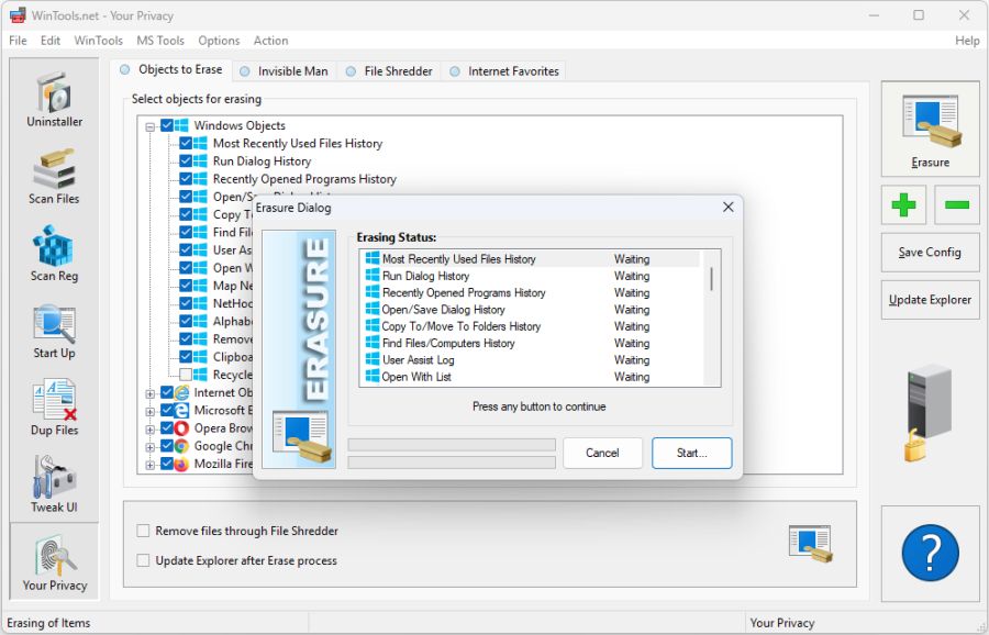 WinTools.net Erasure Dialog