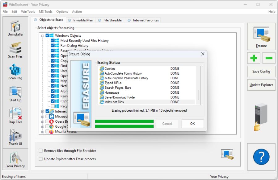WinTools.net Erasure Finished